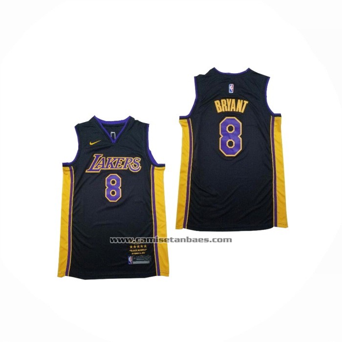 Camiseta Los Angeles Lakers Kobe Bryant NO 8 Retirement 2018 Negro